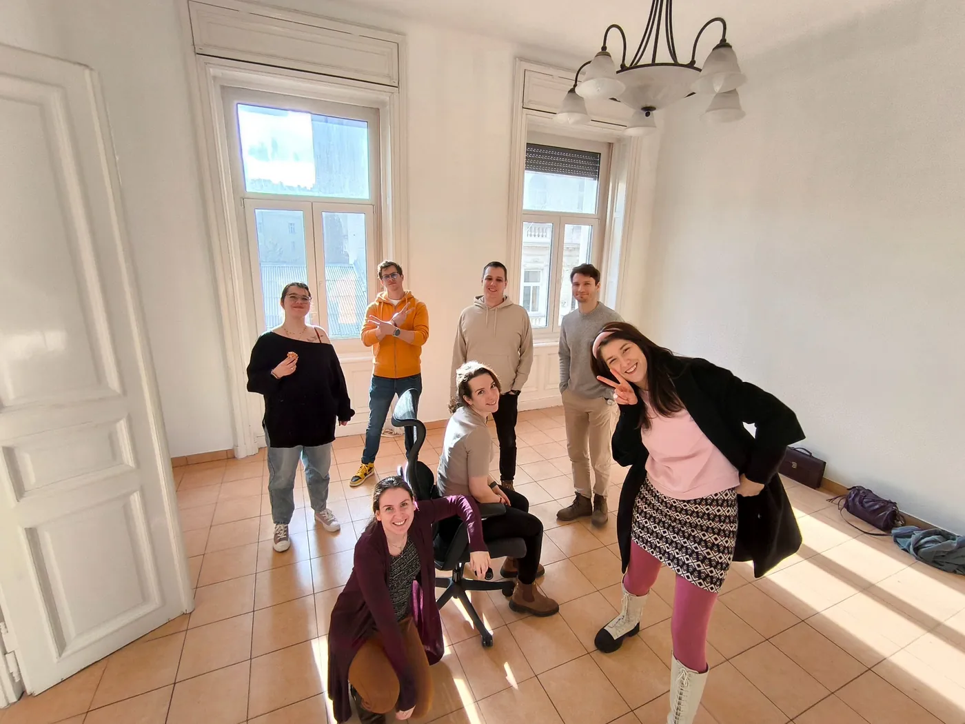 The NICOWL team in the new, still empty Budapest office